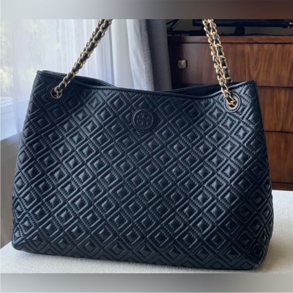 💯Tory Burch Marion Chain Slouchy Tote in Black - Picture 3 of 12